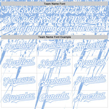 Load image into Gallery viewer, Custom White Light Blue Distressed Scratch Brush Stroke Authentic Baseball Jersey