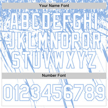 Load image into Gallery viewer, Custom White Light Blue Distressed Scratch Brush Stroke Authentic Baseball Jersey