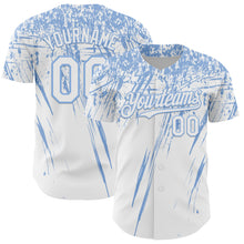Load image into Gallery viewer, Custom White Light Blue Distressed Scratch Brush Stroke Authentic Baseball Jersey