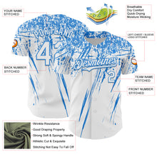 Загрузить изображение в средство просмотра галереи, Custom White Electric Blue Distressed Scratch Brush Stroke Authentic Baseball Jersey