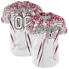 Load image into Gallery viewer, Custom White Crimson-Black Distressed Scratch Brush Stroke Authentic Baseball Jersey