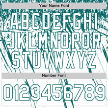 Load image into Gallery viewer, Custom White Teal Distressed Scratch Brush Stroke Authentic Baseball Jersey