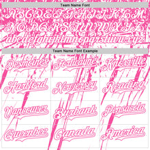 Load image into Gallery viewer, Custom White Pink Distressed Scratch Brush Stroke Authentic Baseball Jersey