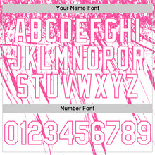 Load image into Gallery viewer, Custom White Pink Distressed Scratch Brush Stroke Authentic Baseball Jersey