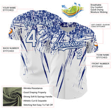 Load image into Gallery viewer, Custom White Royal Distressed Scratch Brush Stroke Authentic Baseball Jersey