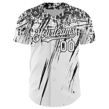 Load image into Gallery viewer, Custom White Black Distressed Scratch Brush Stroke Authentic Baseball Jersey