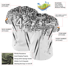 Load image into Gallery viewer, Custom White Black Distressed Scratch Brush Stroke Authentic Baseball Jersey