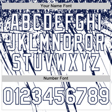 Load image into Gallery viewer, Custom White Navy Distressed Scratch Brush Stroke Authentic Baseball Jersey