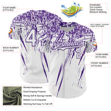 Load image into Gallery viewer, Custom White Purple Distressed Scratch Brush Stroke Authentic Baseball Jersey