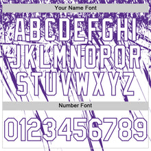 Load image into Gallery viewer, Custom White Purple Distressed Scratch Brush Stroke Authentic Baseball Jersey