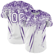 Load image into Gallery viewer, Custom White Purple Distressed Scratch Brush Stroke Authentic Baseball Jersey
