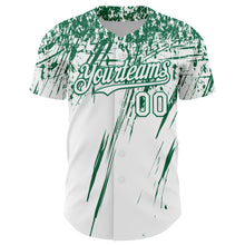 Load image into Gallery viewer, Custom White Kelly Green Distressed Scratch Brush Stroke Authentic Baseball Jersey