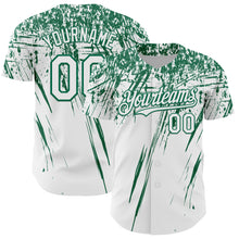 Load image into Gallery viewer, Custom White Kelly Green Distressed Scratch Brush Stroke Authentic Baseball Jersey
