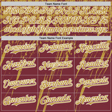 Load image into Gallery viewer, Custom Burgundy Old Gold-White Distressed Scratch Brush Stroke Authentic Baseball Jersey