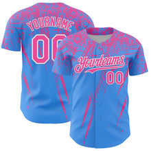 Laden Sie das Bild in den Galerie-Viewer, Custom Electric Blue Pink-White Distressed Scratch Brush Stroke Authentic Baseball Jersey