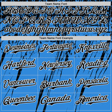 Laden Sie das Bild in den Galerie-Viewer, Custom Electric Blue Black-White Distressed Scratch Brush Stroke Authentic Baseball Jersey