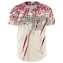Load image into Gallery viewer, Custom Cream Crimson-Black Distressed Scratch Brush Stroke Authentic Baseball Jersey