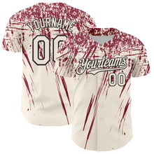 Load image into Gallery viewer, Custom Cream Crimson-Black Distressed Scratch Brush Stroke Authentic Baseball Jersey