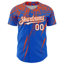 Загрузить изображение в средство просмотра галереи, Custom Thunder Blue White-Orange Distressed Scratch Brush Stroke Authentic Baseball Jersey