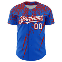 Загрузить изображение в средство просмотра галереи, Custom Thunder Blue White-Red Distressed Scratch Brush Stroke Authentic Baseball Jersey