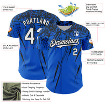 Загрузить изображение в средство просмотра галереи, Custom Thunder Blue White-Black Distressed Scratch Brush Stroke Authentic Baseball Jersey