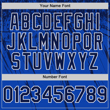Загрузить изображение в средство просмотра галереи, Custom Thunder Blue Navy-White Distressed Scratch Brush Stroke Authentic Baseball Jersey