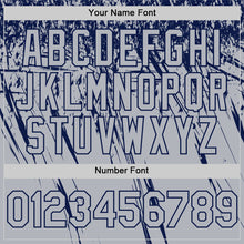 Load image into Gallery viewer, Custom Gray Navy Distressed Scratch Brush Stroke Authentic Baseball Jersey