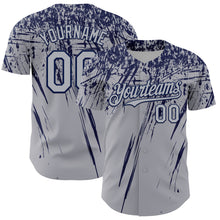 Load image into Gallery viewer, Custom Gray Navy Distressed Scratch Brush Stroke Authentic Baseball Jersey