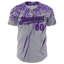 Load image into Gallery viewer, Custom Gray Purple-Black Distressed Scratch Brush Stroke Authentic Baseball Jersey