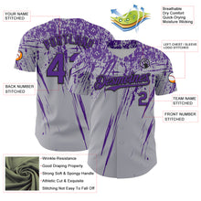 Load image into Gallery viewer, Custom Gray Purple-Black Distressed Scratch Brush Stroke Authentic Baseball Jersey