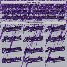 Load image into Gallery viewer, Custom Gray Purple-Black Distressed Scratch Brush Stroke Authentic Baseball Jersey
