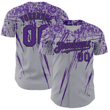 Load image into Gallery viewer, Custom Gray Purple-Black Distressed Scratch Brush Stroke Authentic Baseball Jersey