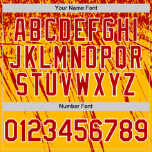 Load image into Gallery viewer, Custom Gold Red-White Distressed Scratch Brush Stroke Authentic Baseball Jersey