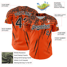 Load image into Gallery viewer, Custom Orange Black-White Distressed Scratch Brush Stroke Authentic Baseball Jersey