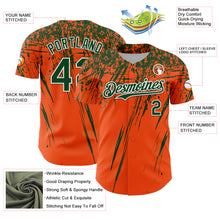 Load image into Gallery viewer, Custom Orange Green-White Distressed Scratch Brush Stroke Authentic Baseball Jersey