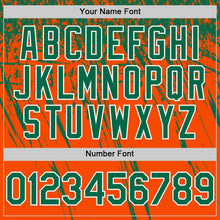 Load image into Gallery viewer, Custom Orange Kelly Green-White Distressed Scratch Brush Stroke Authentic Baseball Jersey