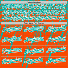 Laden Sie das Bild in den Galerie-Viewer, Custom Orange Aqua-White Distressed Scratch Brush Stroke Authentic Baseball Jersey