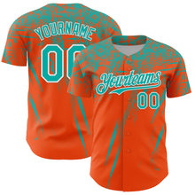 Laden Sie das Bild in den Galerie-Viewer, Custom Orange Aqua-White Distressed Scratch Brush Stroke Authentic Baseball Jersey
