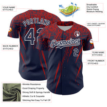 Charger l'image dans la galerie, Custom Navy Red-White Distressed Scratch Brush Stroke Authentic Baseball Jersey