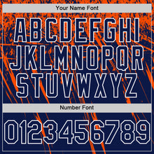 Charger l'image dans la galerie, Custom Navy Orange-White Distressed Scratch Brush Stroke Authentic Baseball Jersey