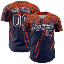 Charger l'image dans la galerie, Custom Navy Orange-White Distressed Scratch Brush Stroke Authentic Baseball Jersey