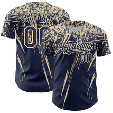 Charger l'image dans la galerie, Custom Navy Cream Distressed Scratch Brush Stroke Authentic Baseball Jersey