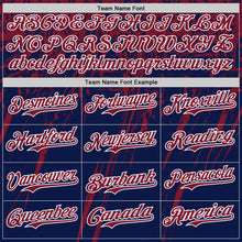 Charger l'image dans la galerie, Custom Navy Crimson-White Distressed Scratch Brush Stroke Authentic Baseball Jersey