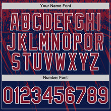 Charger l'image dans la galerie, Custom Navy Crimson-White Distressed Scratch Brush Stroke Authentic Baseball Jersey