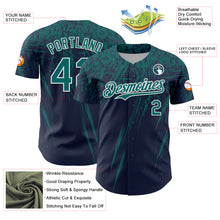 Charger l'image dans la galerie, Custom Navy Teal-White Distressed Scratch Brush Stroke Authentic Baseball Jersey