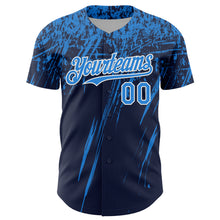 Загрузить изображение в средство просмотра галереи, Custom Navy Electric Blue-White Distressed Scratch Brush Stroke Authentic Baseball Jersey