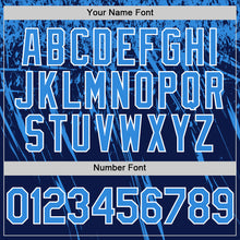 Загрузить изображение в средство просмотра галереи, Custom Navy Electric Blue-White Distressed Scratch Brush Stroke Authentic Baseball Jersey