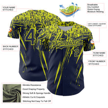 Charger l'image dans la galerie, Custom Navy Neon Yellow Distressed Scratch Brush Stroke Authentic Baseball Jersey