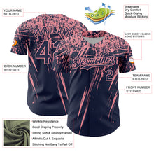 Charger l'image dans la galerie, Custom Navy Medium Pink Distressed Scratch Brush Stroke Authentic Baseball Jersey