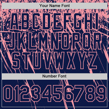 Charger l'image dans la galerie, Custom Navy Medium Pink Distressed Scratch Brush Stroke Authentic Baseball Jersey